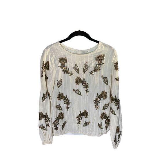 Anthropologie seen worn kept facet blouse Sequin and Beaded size XS - Picture 4 of 8